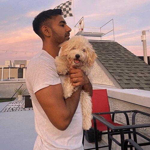 Doctor Singh and his dog at a park